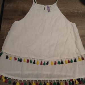 White PomPom Tank Top